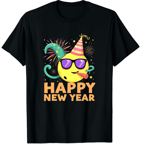 Happy New Year 2026 Pickleball Party Hat New Years Eve Party Graphic Tee T-Shirt for Men Women