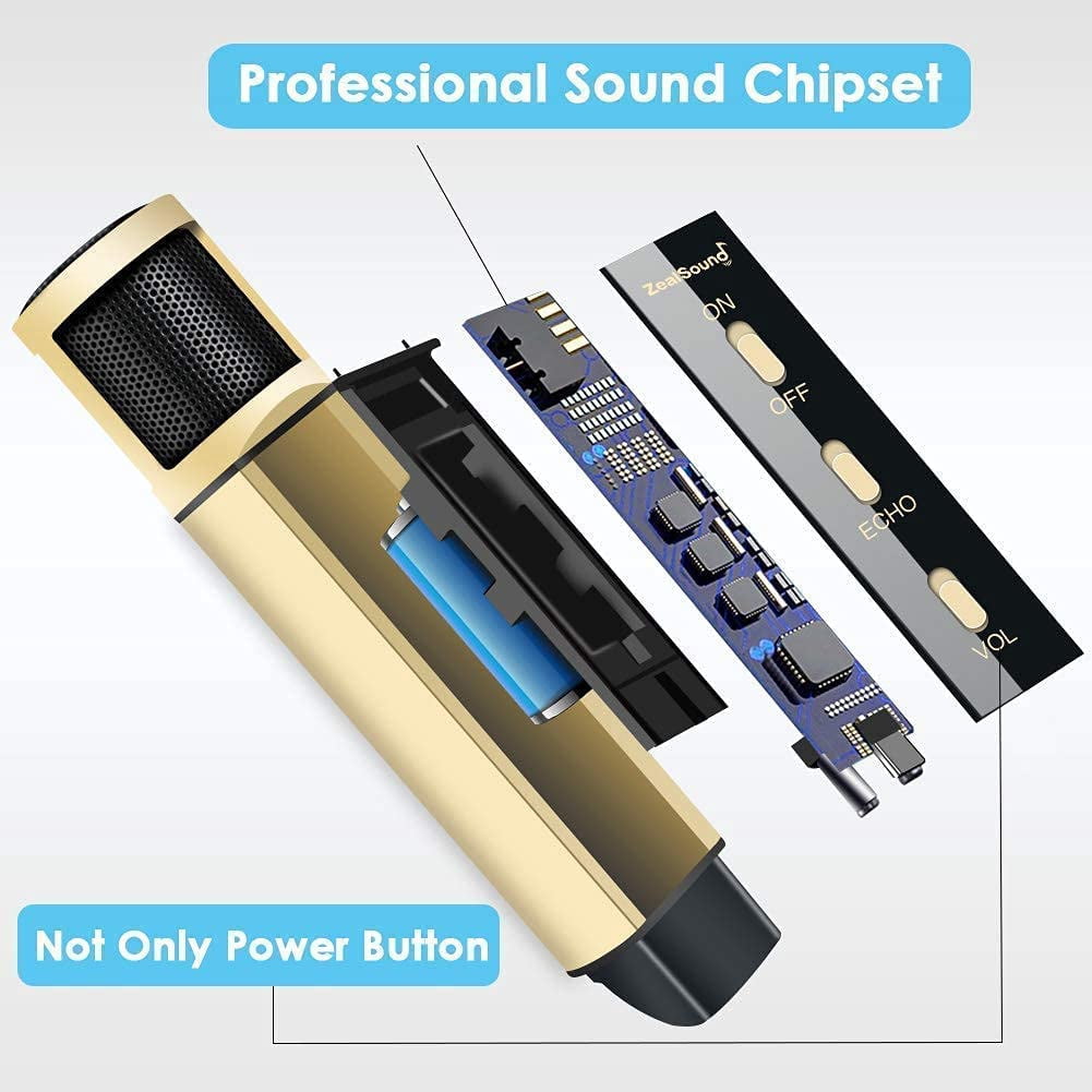 K08 3.5MM Microphone Gold with Gooseneck Stand for Podcast Recording