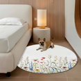 thumbnail image 2 of Watercolor Wildflower Round Area&nbsp;Rug 3ft Spring Flower Leaf Plant Non-Slip&nbsp;Washable Circle Rugs Soft Felt Indoor Floor Mat for Bedroom Kitchen Living Room Bathroom, 2 of 9