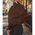 thumbnail image 5 of Womens Winter Fleece Jackets Long Sleeve Zip Up Cropped Warm Coats Fall Fashion Workout Outerwear Clothes Brown M, 5 of 8