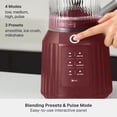 thumbnail image 5 of Thyme & Table Countertop Blender Duo, 1100W, 57oz Tritan Pitcher, 6-Point Stainless Steel Blade, 25oz To-Go Cup with Smart Seal™ Lid and Straw, Cabernet Red, 5 of 15