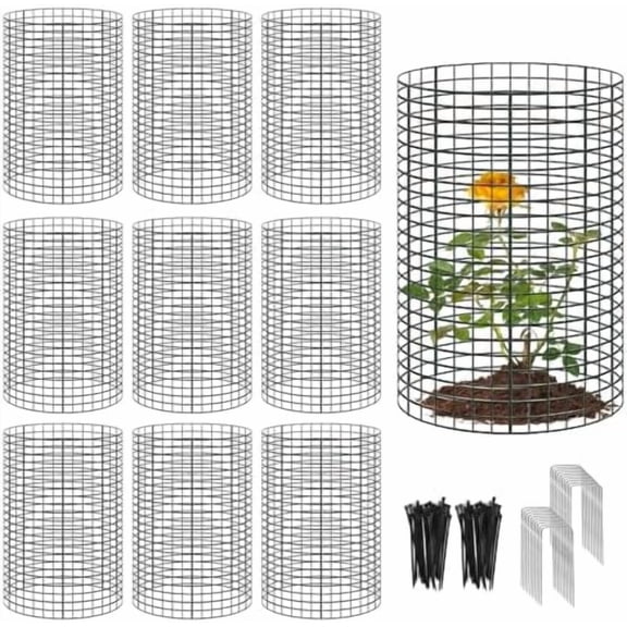 10 Packs Large Wire Plant Protector from Animals - 24'' x 12'' Metal Mesh Plant Cage Covers - Chicken Wire Cloche, Sturdy Garden Bunny Barricades Chicken Wire Cloche fto Keep Animals Out