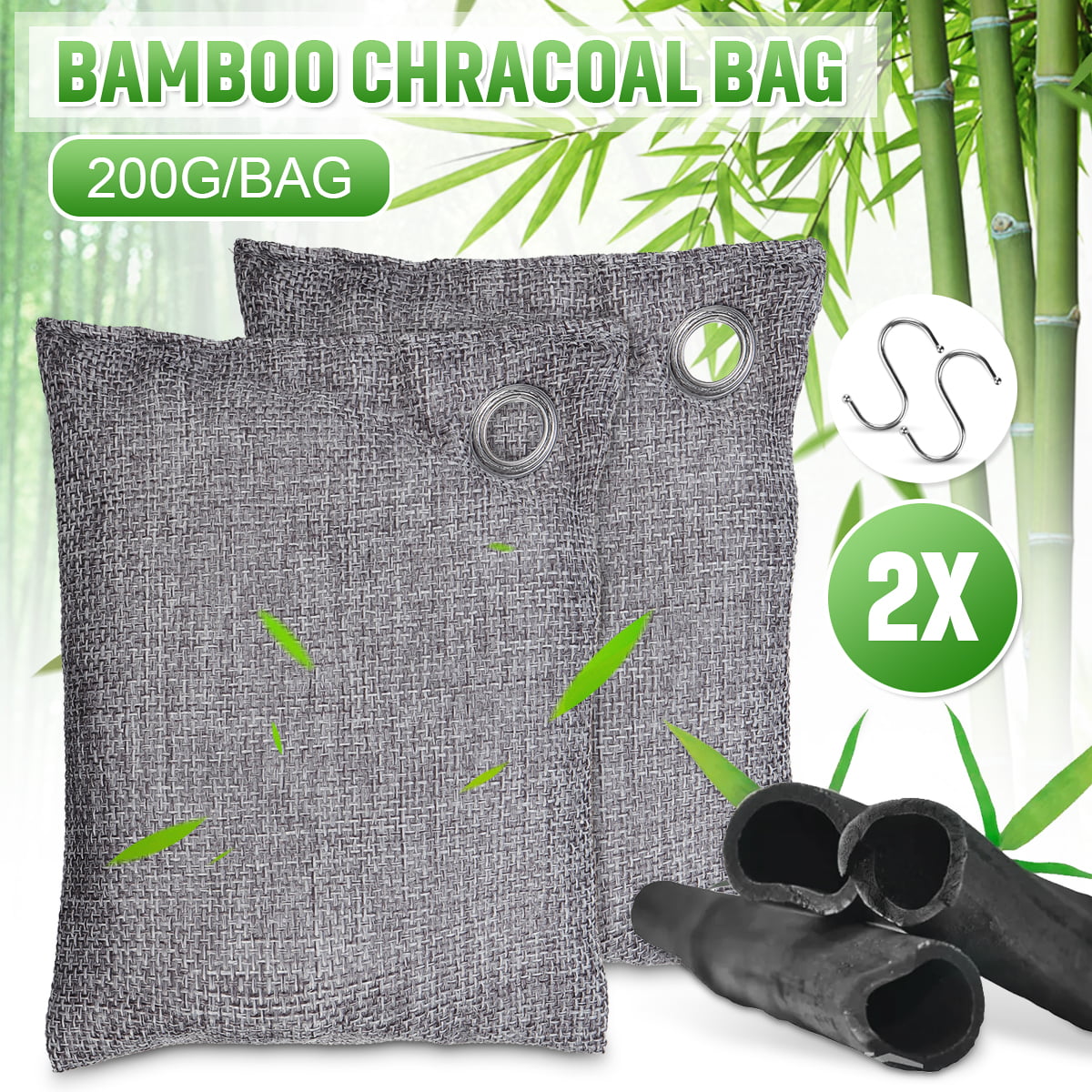 2Pcs Shoes Deodorizer Bag Carbon Odor Eliminator Bamboo Charcoal Air Purifiers.