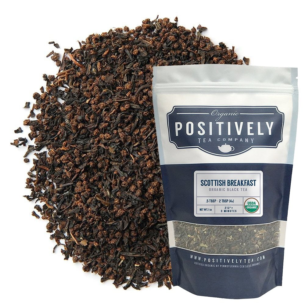 Positively Tea, Organic Scottish Breakfast, Black Tea, Loose Leaf, USDA Organic, 1 Pound Bag