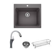 Blanco KFA-401923 Liven Laundry Sink with Pull-Down Faucet, Basket and Strainer in Cinder