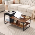 thumbnail image 3 of VECELO Coffee Table for Living Room, 39.4" Rectangle Wooden Cocktail Tea Table with Storage for Apartment, Home, Office, Brown+Black, 3 of 7