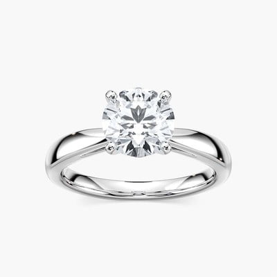 1ct-2.5ct Solitaire Engagement CVD Lab Grown Diamond Ring in 14K White Gold.