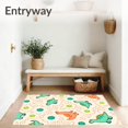 thumbnail image 3 of ODIKA 4'x6' Machine Washable Non-Slip Area Rug, Whimsical Dino Gathering with Abstract Animal Inspired Design and Playful Swirls High Traffic Rug, Ivory, 724234, 3 of 7