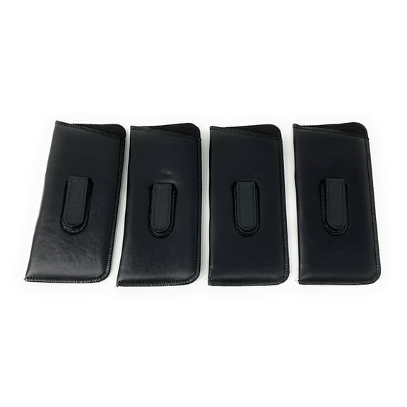 Soft Slip-In Eyeglasses Readers Case Holder Belt Holster Pouch w Clip, Black