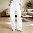 thumbnail image 6 of Inleife Women's High Waist Drawstring Wide Leg Sweatpants, Loose Fit Curved Cut Lounge Pants, Solid Color Casual Trousers with Pockets, 6 of 6