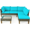thumbnail image 4 of Gymax 4PCS Rotin Patio Sectionnel Canapé Ensemble de Meubles d'Extérieur W / Coussin, 4 of 9