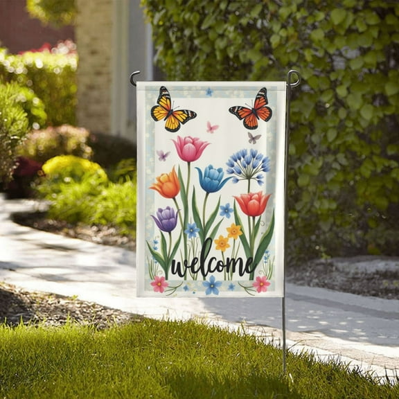 Welcome Spring Summer Garden Flag Hummingbird Colorful Roses Colorful Flower Spring Summer Garden Flag 12 X 18 Inch Double Sided,Welcome Farmhouse Yard Outdoor Flag
