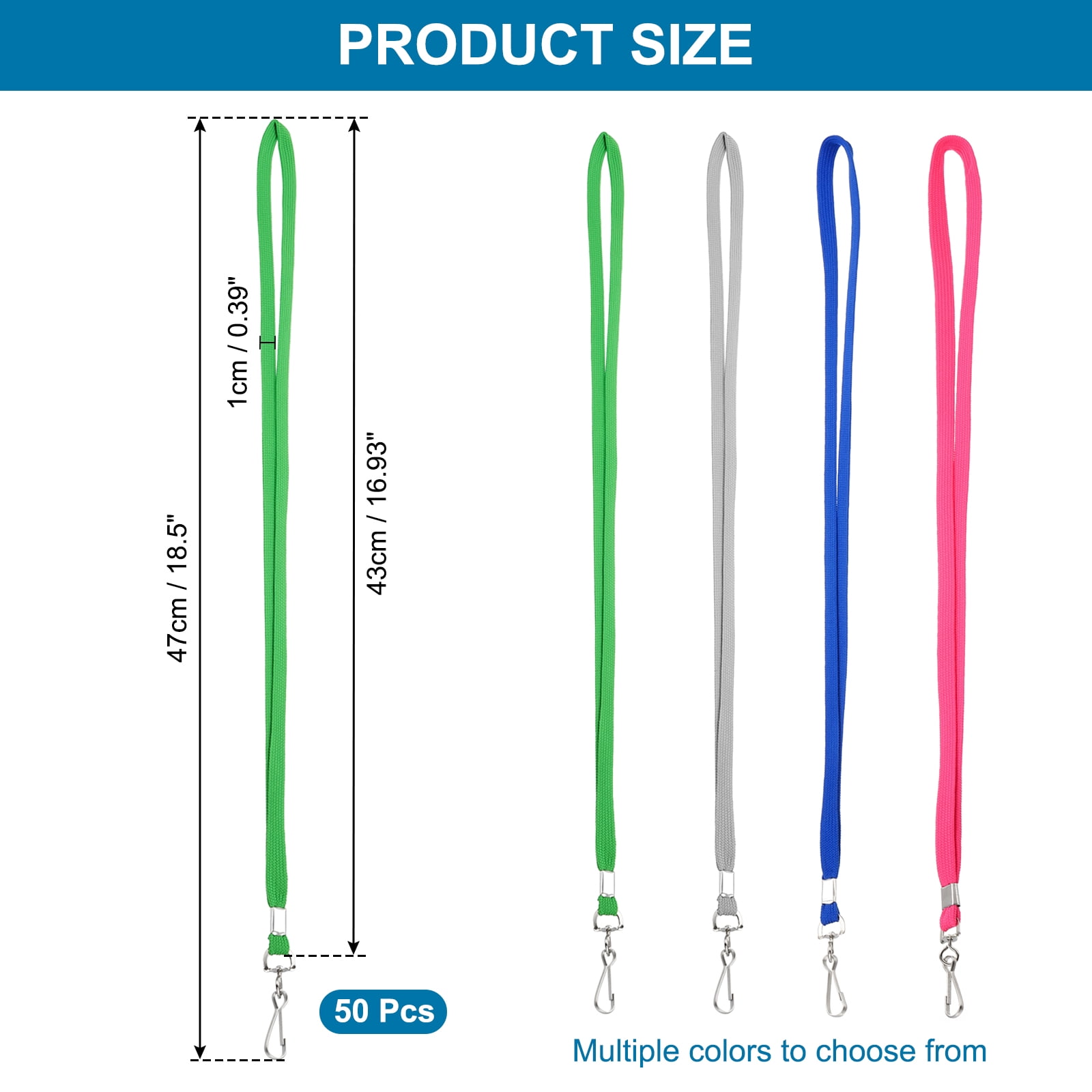 Uxcell 47cm Lanyards Bulk, 50Pcs Teacher Lanyards for ID Badges Keys Badge Lanyard Durable Personalized with Clip for ID Card, Dark Green