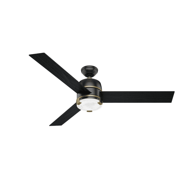 Hunter 60 Bureau Matte Black Ceiling Fan With Light Kit And Remote Com - 60 Inch Black Ceiling Fan With Remote