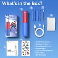 thumbnail image 2 of JTF Kids Water Dental Flosser for Ages 6+ with 5 Nozzles, Fun Stickers and Travel Bag, 4 Modes IPX7 Waterproof 230ML Telescopic Tank Portable Cordless Water Flosser Rechargeable for Boys and Girls, 2 of 9