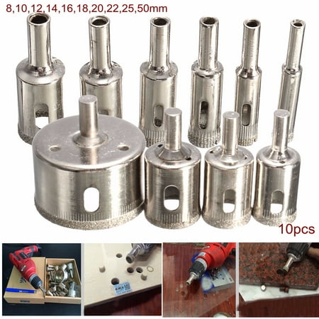 Grtsunsea 10-Pack Diamond Tool Drill Bit Hole Saw Set Hole Saw Cutter For Tile Ceramic Glass Marble (Best Tile Hole Saw)