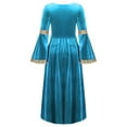 thumbnail image 4 of TiaoBug Girls Medieval Retro Long Dress Halloween Costume Kids Flare Sleeve Velvet Princess Carnival Ball Gown Light Blue 6, 4 of 6