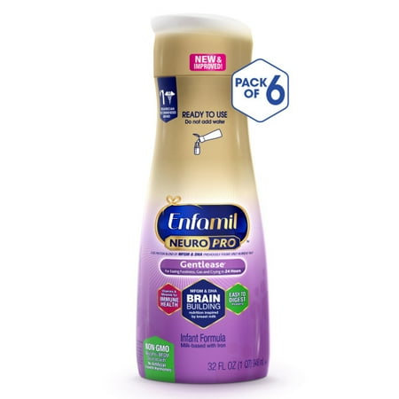 Enfamil Gentlease NeuroPro Baby Formula, 6 Ready-to-Use 32 fl oz Bottles