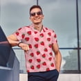 thumbnail image 3 of Kdxio Strawberry Print Men's Short Sleeve Polo Shirt,Midweight Men's Shirt, 3 of 6