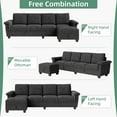 thumbnail image 4 of Walsunny Convertible Sectional Sofa L Shaped Couch with Storage Chaise, 4-Seater Reversible Sectional Couch with Cup Holders Black, 4 of 15