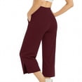 thumbnail image 5 of Htrmlpk Women Yoga Pants Elastic Waist Cropped Trousers Athletic Workout Running Jogging Pants with Pocket, 5 of 7