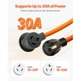 thumbnail image 2 of KFFKFF 25 ft Dryer Extension Cord, 3-Prong NEMA 10-30P to 10-30R, 125V/250V STW 10AWG/3C, 30A, Copper Wire Cable with Storage Bag and PVC Cable Tie, Suitable for Indoor & Outdoor Use, 2 of 9