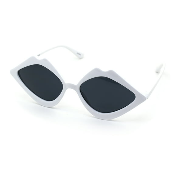 Womens Lip Shape Party Shade Hippie Plastic Sunglasses White Black