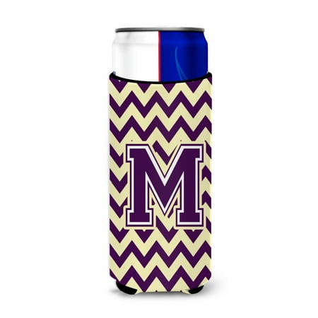 

Carolines Treasures CJ1058-MMUK Letter M Chevron Purple and Gold Ultra Beverage Insulators for slim cans Slim Can