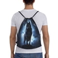 thumbnail image 2 of Kdxio Night Scene of Wolves Print Drawstring Backpack Bag,Waterproof Draw String Back Sack, Gym Drawstring Bags Swim Bag For Unisex, 2 of 9