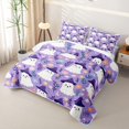 thumbnail image 3 of Homewish Witch Ghost Bed Spread Queen for Girls, Halloween Theme Queen Coverlet Set, Lilac Pink Yellow, 3-Piece 1 Bedspread and 2 Pillowcases, 3 of 7