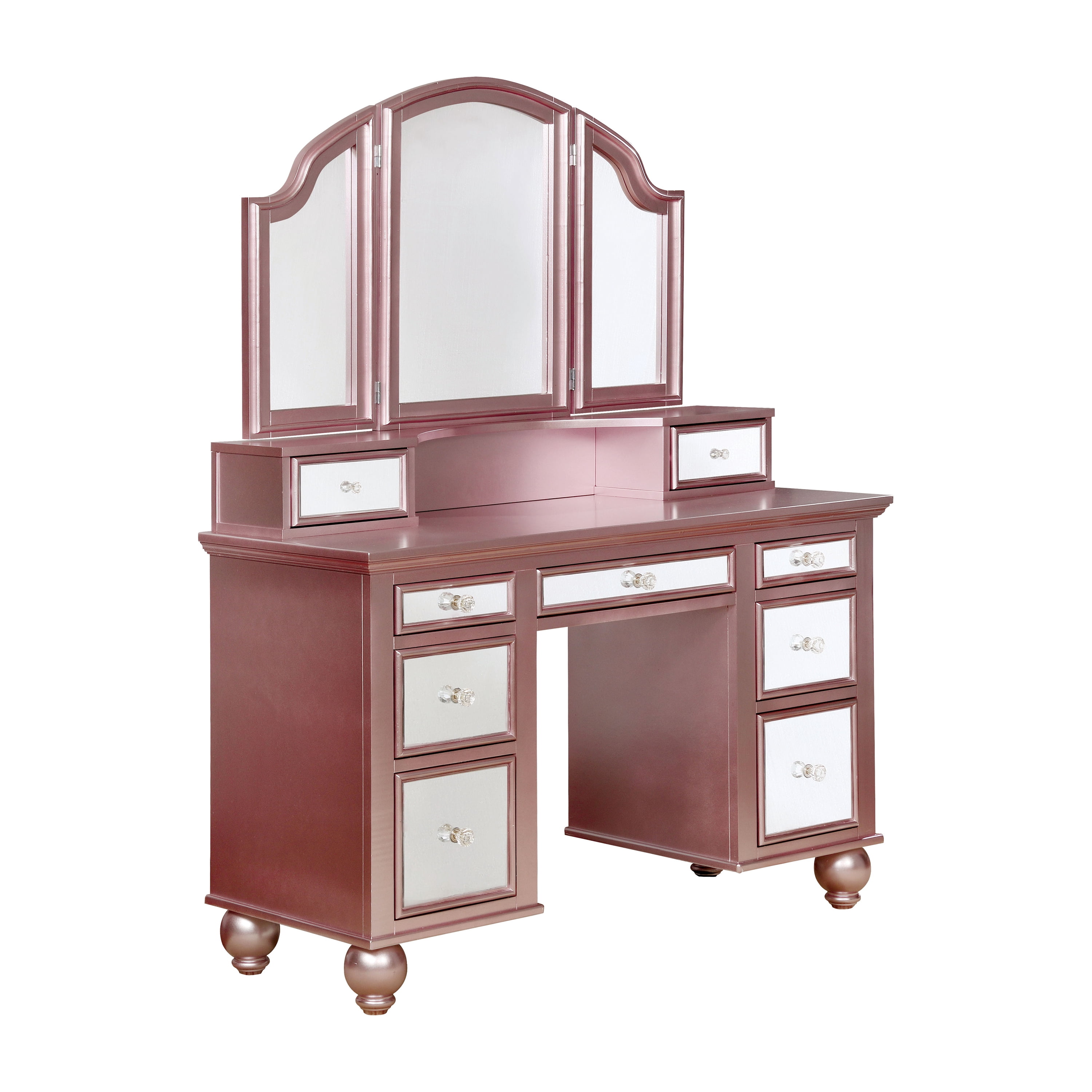 Furniture of America Stella Contemporary 3-Piece Vanity Set, Rose Gold