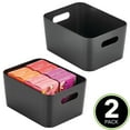 thumbnail image 2 of mDesign Small Metal Kitchen Storage Container Bin with Handles, 2 Pack, Black, 2 of 8