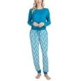 thumbnail image 5 of Muk Luks Lounge Loyalist Sweatshirt and Jogger Set, Teal/Stamped Palm, S, 5 of 7