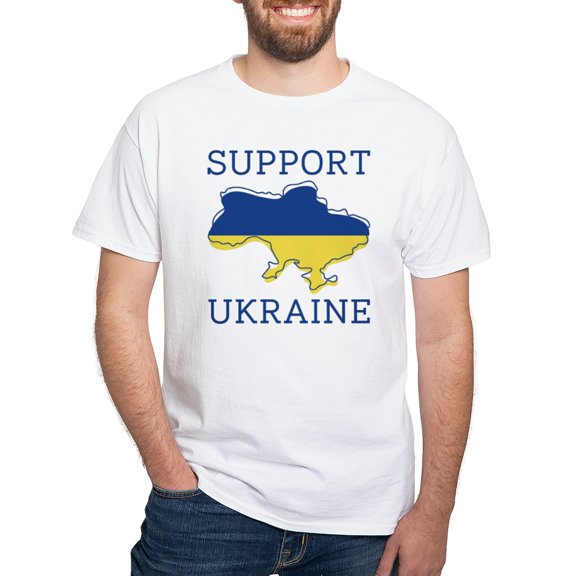 CafePress - Support Ukraine White T Shirt - Men's White Classic Cotton T-Shirts