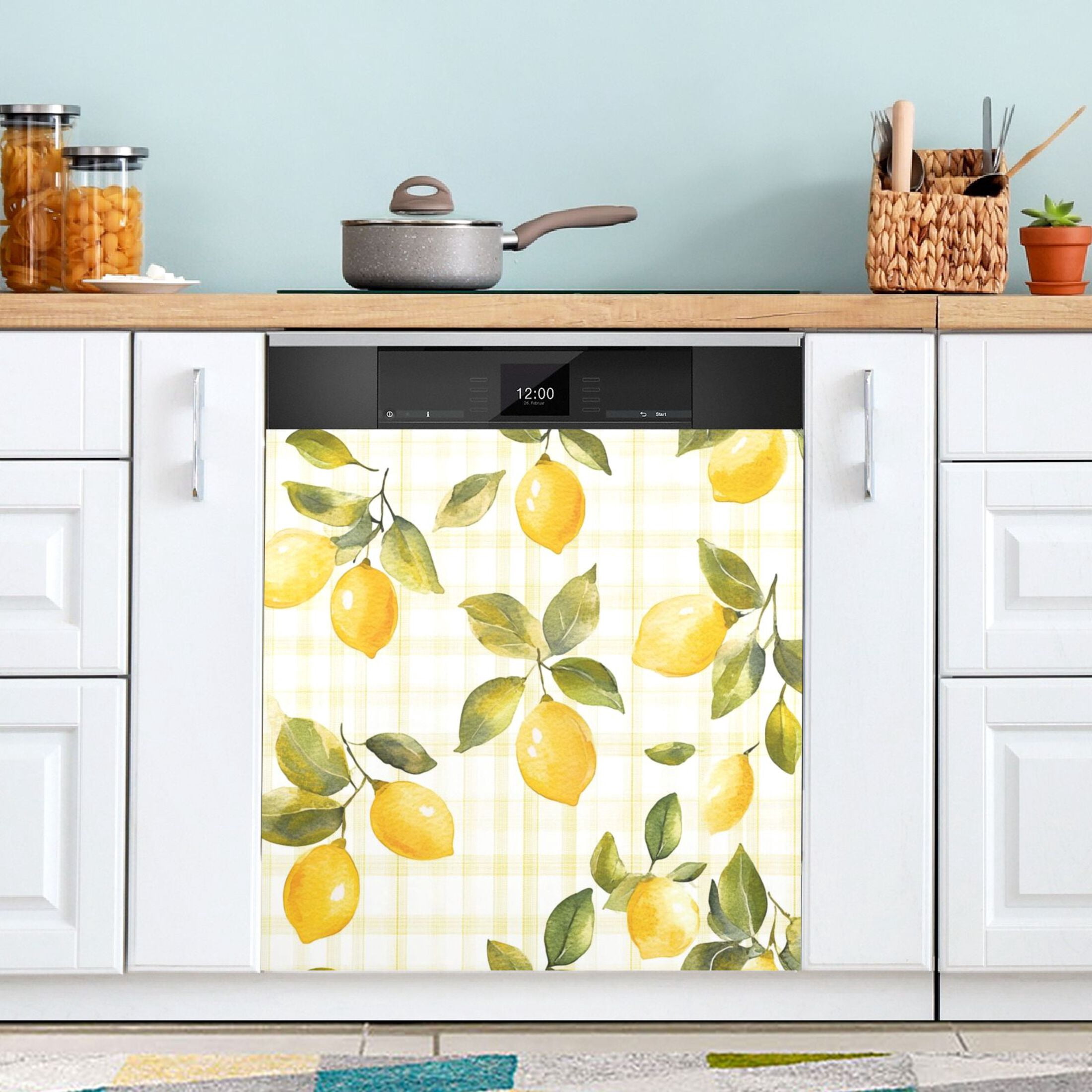 Dishwasher Magnetic Sticker 23x26 Inch Refrigerator Magnetic Sticker Washing Machine Magnetic Sticker Kitchen Panel Magnetic Sticker Home Decor Pretty Cartoon Lemon