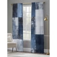 thumbnail image 4 of Navy Blue Grey Sheer Curtains 84 Inches Long 2 Panels Abstract Painting Art Modern Graffiti Geometric Light Filtering Semi Sheer Window Curtains Drapes for Bedroom Living Room 52"x84", 4 of 7