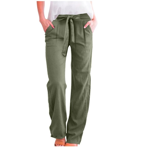 RUTAYY Women's Pants Casual Solid Color Elastic Waistband with Drawstring Side Pocket Comfortable Everyday Wear Classic Stylish Trousers