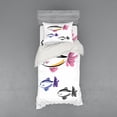 thumbnail image 2 of Ambesonne Fish Bedding Set 4 Pcs, Bird Faced Animals Swim, Queen, Dried Rose Dimgrey, 2 of 3