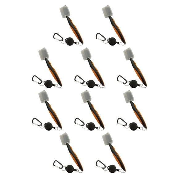 Soidarity Cepillo para palos de Golf de acero inoxidable, repuesto ergonómico, telescópico, de doble cara, para zapatos, accesorios, tapa Naranja con Tapa 10Conjunto
