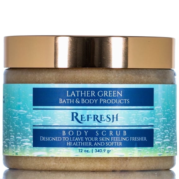 Refresh Exfoliating Sugar Body Scrub, Gentle and Hydrating Skincare for All Skin, 12 oz by LatherGreen