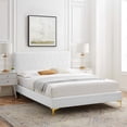 thumbnail image 2 of Platform Bed Frame, Queen Size, Velvet, White, Modern Contemporary Urban Design, Bedroom Master Guest Suite, 2 of 10