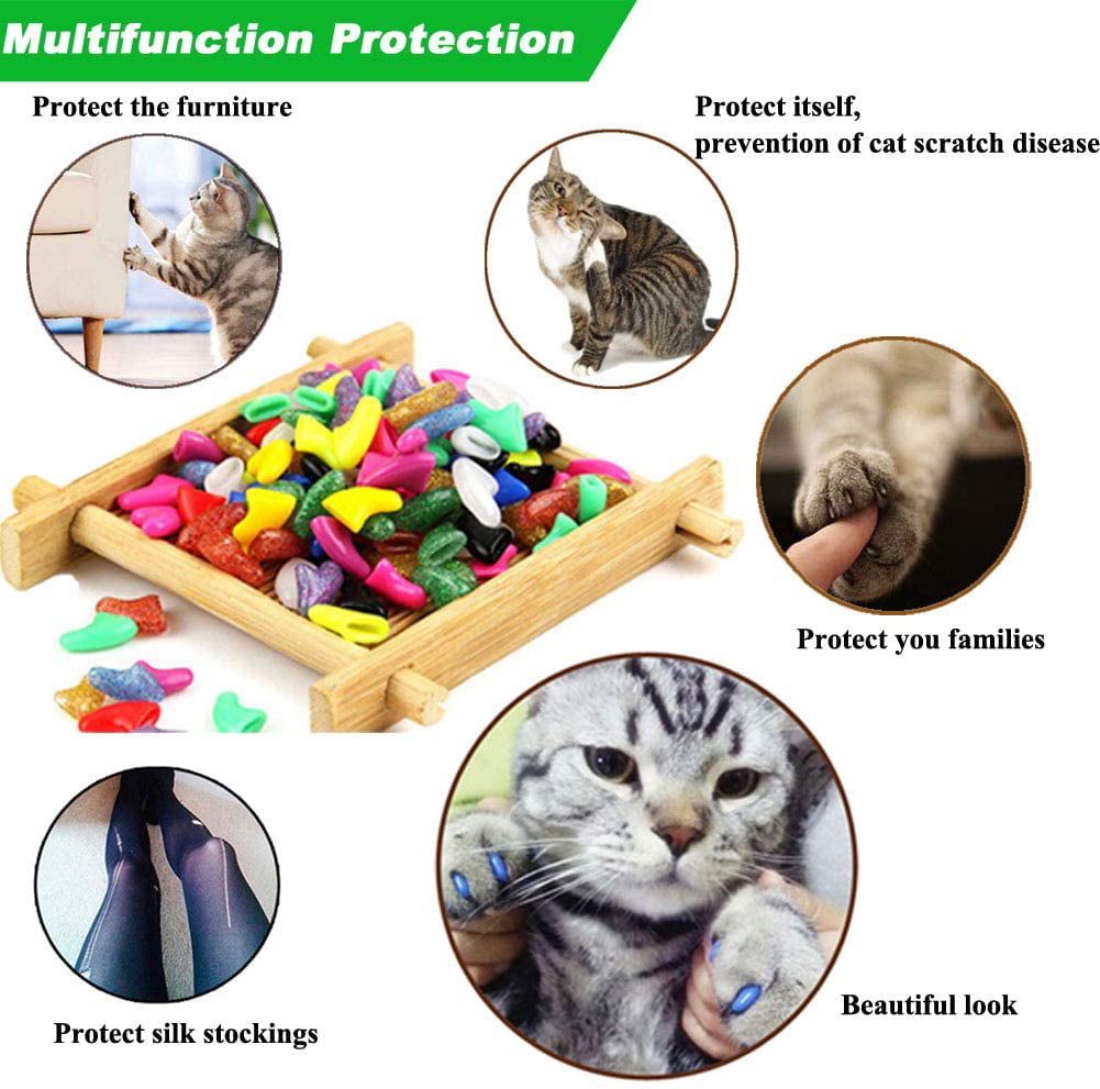 DSSY 400 Pieces Cat Nail Caps, Soft Pet Cat Claw Caps 20 Color Cat Claw Nail  Cover with Adhesive Glue for Pet Cats,Medium Size : Amazon.ca: Pet Supplies