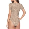 thumbnail image 4 of Daiia Beige Sparkling Glitter print Women's Crew Neck Short Sleeve Bodysuit Fashion Tops Fit Casual Basic Extender Bodysuit-Medium, 4 of 9