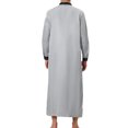 thumbnail image 3 of INSPIRE CHIC Satin Nightshirt for Men's Long Sleeves Banded Collar Long Sleep Gown Nightwear, 3 of 5