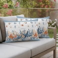 thumbnail image 3 of Outdoor Pillow Covers 20x12 Set of 2, Orange Blue Starfish Coastal Waterproof Patio Throw Pillow Covers for Couch Sofa Chair, Summer Beach Coral Shell Nautical Pillowcases for Throw Pillows, 3 of 9