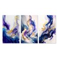 thumbnail image 2 of Designart "Blue and Gold Splatter II" Modern Wall Art Set Of 3 - Abstract Spirals Blue Canvas Set For Living Room Decor, 2 of 6
