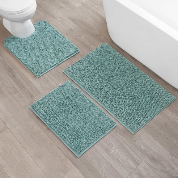 Resort Collection Chenille Plush Loop Bath Mats, 3-Piece Set