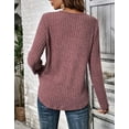 thumbnail image 5 of Womens Tunic Tops Ribbed Knit Long Sleeve Shirts Crewneck Lace Shoulder Elegant Blouses Tee Shermie, 5 of 6
