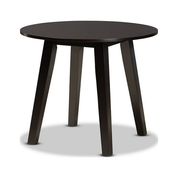 Baxton Studio Ela Modern and Contemporary Dark Brown Finished 35-Inch-Wide Round Wood Dining Table