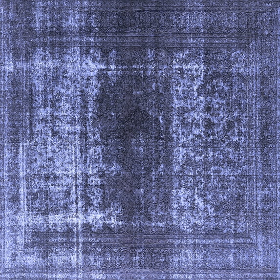 Ahgly Company Machine Washable Indoor Square Oriental Blue Industrial Area Rugs, 6' Square